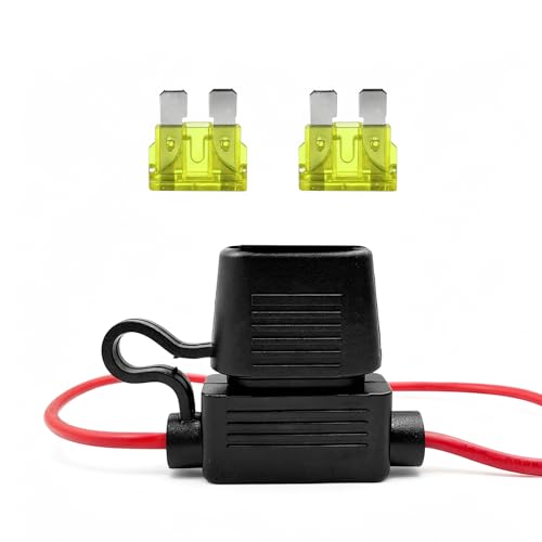 2 PCS Inline Fuse Holders, 20A 14AWG ATC/ATO Standard Vehicle Blade Fuses & Holders Kit, Waterproof Inline Fuse Block for Car Truck Marine Golf Cart, Car Accessories - color: 14AWG