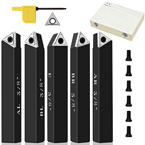 3/8" Indexable Carbide Turning Inserts Holder Set for Machining Lathes - size: 3/8 in