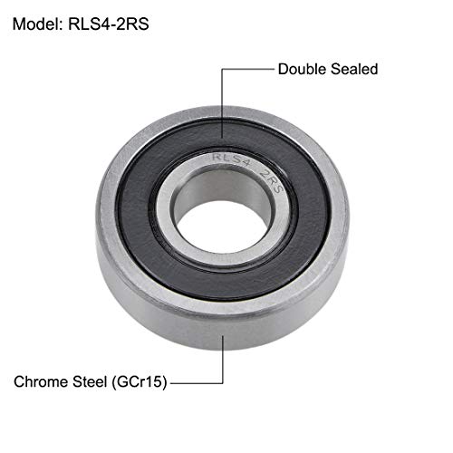 uxcell RLS4-2RS Deep Groove Ball Bearings 1/2-inch Inner Dia 1-5/16-inch OD 3/8-inch Bore Double Sealed Chrome Steel Z2 - size: 1/2"x1-5/16"x3/8"