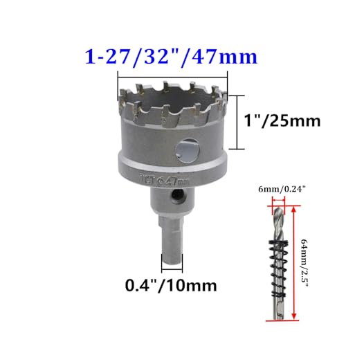 1-27/32"/47mm Carbide Hole Saw Hole Cutter for Stainless Steel,Metal Sheet, Copper, Mild Steel - size: 1-27/32"/47mm