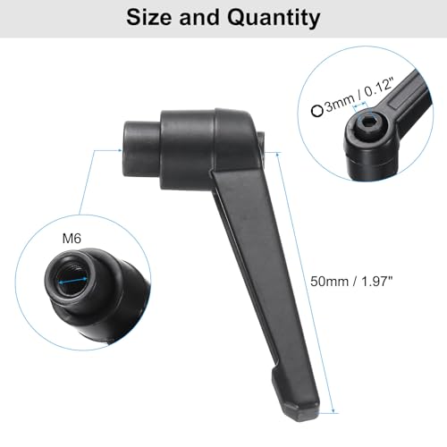 uxcell 4pcs Clamping Lever Adjustable Handle Set Metric M6 x 25mm Male & M6 Female Thread Level Handles Hand Stud Knobs Quick Release Black for Lathe Machinery - size: M6 x 25mm