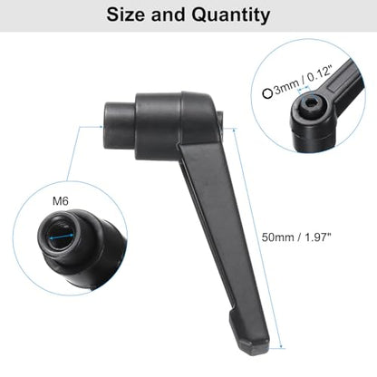 uxcell 4pcs Clamping Lever Adjustable Handle Set Metric M6 x 25mm Male & M6 Female Thread Level Handles Hand Stud Knobs Quick Release Black for Lathe Machinery - size: M6 x 25mm