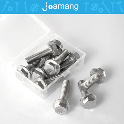 M10 x 75mm 4Pcs Flanged Hex Head Bolts, M10 x 1.5 Bolts, Flange Hexagon Head Screws, 304 Stainless Steel, Bright Finish, Metric Fully Thread - size: M10 x 75mm(4PCS)