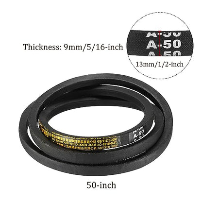 A-50 Drive V-Belt - [50-inch Inside Circumference] A-Section Rubber Drive Belt Wrapped for Transmission Use - size: A-50
