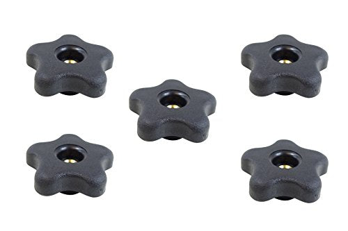 POWERTEC 5 Pack 5/16"-18 5 Star Knobs, Threaded Clamping Knobs for T Track & Table Saw Accessories, Featherboard, Woodworking Jigs on Miter Saw, Router Table, Drill Press (71071) - style: 5/16", 5-Star