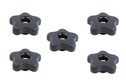 POWERTEC 5 Pack 5/16"-18 5 Star Knobs, Threaded Clamping Knobs for T Track & Table Saw Accessories, Featherboard, Woodworking Jigs on Miter Saw, Router Table, Drill Press (71071) - style: 5/16", 5-Star