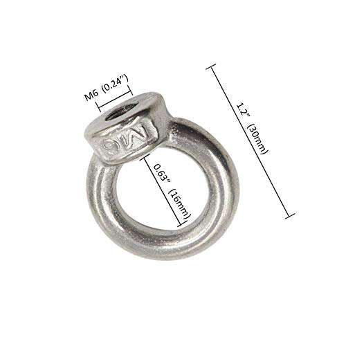 Lependor M6 Metric Ring Shape Lifting Eye Nut 304 Stainless Steel Lifting Eye Threaded Nut Fastener - 10 Pcs M6 (1/4") - color: 10 Pcs M6 (1/4")