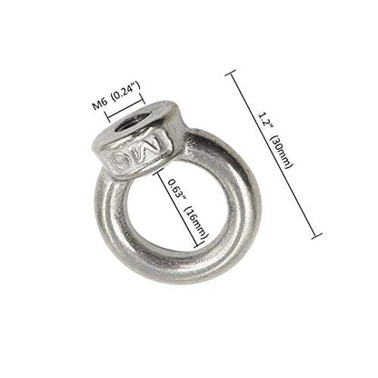 Lependor M6 Metric Ring Shape Lifting Eye Nut 304 Stainless Steel Lifting Eye Threaded Nut Fastener - 10 Pcs M6 (1/4") - color: 10 Pcs M6 (1/4")