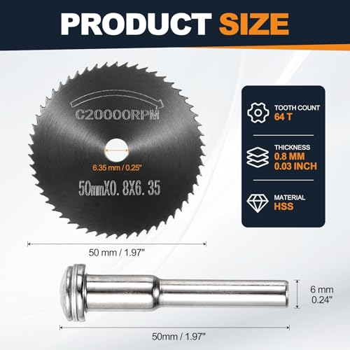 Cutting Wheel Set 2Pcs 1.97" 50mm Diameter HSS Circular Saw Blades - color: Black, size: 1.97"(50mm) Diameter, 0.24"(6mm) Round Shank