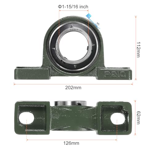 uxcell 2pcs UCP210-31 Pillow Block Bearings 1-15/16 inch Bore Self Alignment, Solid Cast Iron Base Mounted Chrome Steel Bearings - size: UCP210-31
