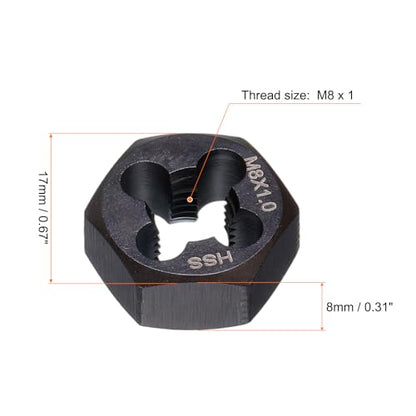 HARFINGTON Hex Threading Die M8 x 1 Metric Thread Right Hand High Speed - size: M8 x 1