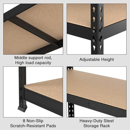 WORKPRO Shelving with MDF Board, 35-3/10”W x 17-1/2”D x 72”H, 1650LBS Load - color: Black, size: 35.3"W x 17.5"D x 72"H