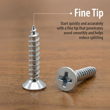 BCP Fasteners 100 Qty #14 x 1" Flat Head Zinc Coated Phillips Head Wood Screws (BCP68) - size: #14 x 1"