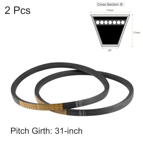 uxcell B31 V-Belts 31" Pitch Length, B-Section Rubber Drive Belt 2pcs - size: 31"