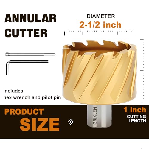 2-1/2"x1 HSS Annular Cutter，Diameter 2-1/2"，Cutting Depth 1" - size: 2-1/2x1"