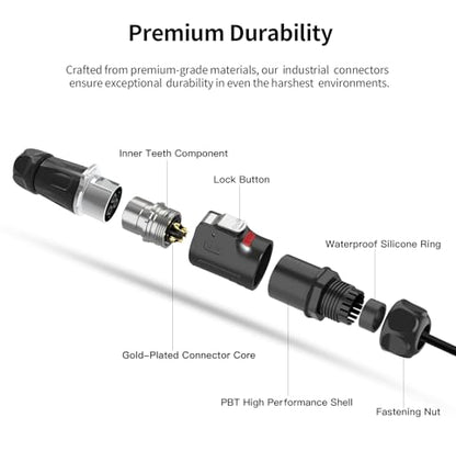 CNLINKO LP-24 24 Pin Circular Connector IP68 Waterproof Mating Plug Set - size: 24-Pin