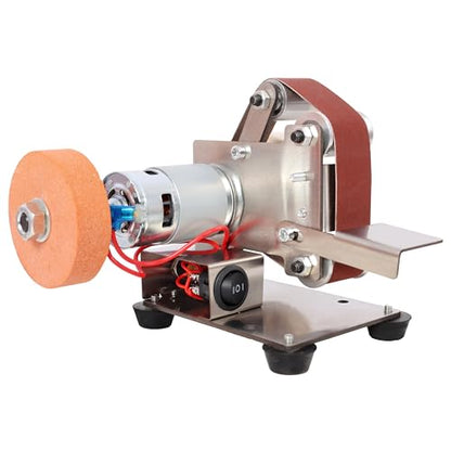 Mini Electric Belt-Sander Knife-Sharpener Sanding Machine 96W, Small Bench Grinder Kit 7 Speed Adjustable Power Polisher DIY Polishing Grinding Tool, Handcraft Jewelry