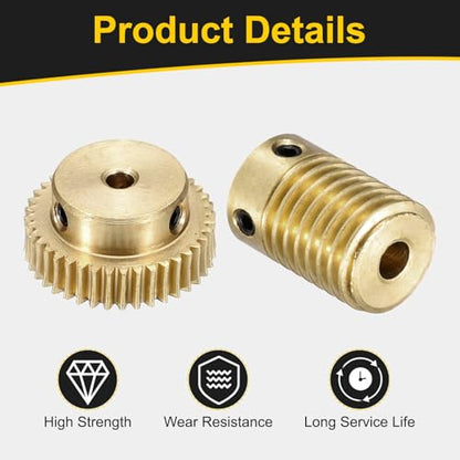 uxcell Worm Gear Set 40T 0.5 Module 1:40 Reduction Rate - size: Gear-3mm, Rod-4mm Bore, style: 0.5M-40T