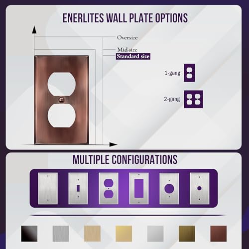 ENERLITES Double Duplex Receptacle Metal Wall Plate, 2-Gang Antique Copper - color: Antique Copper, size: Standard Size