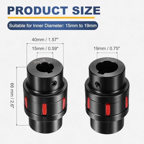 MECCANIXITY XL1 Type Flexible Elastic Shaft Coupling 15mm to 19mm Bore - size: 15mm to 19mm Bore 40 Diameter
