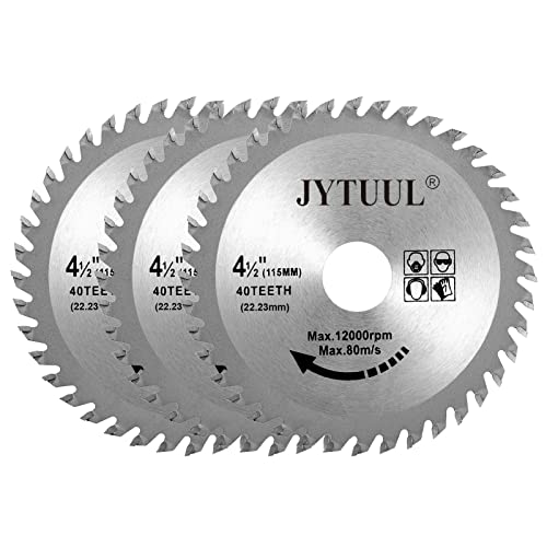 3PCS 4-1/2-Inch 40T Circular Saw Blade with 7/8-Inch Arbor, Alloy Steel TCT Hard & Soft Wood Cutting Saw Blade (Reduce Ring 5/8 inch and 3/4 inch)