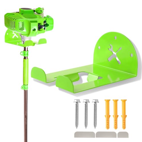 Upgraded Trimmer Rack Wall Mount - 8" Heavy Duty Weed Eater Hanger for Garage Wall, Garden Power Tool Holder Organizer Hooks for Grass Trimmer, Hedge Trimmer, Leaf Blower and Chainsaw, Green, 1 Pack - color: Green-1Pack