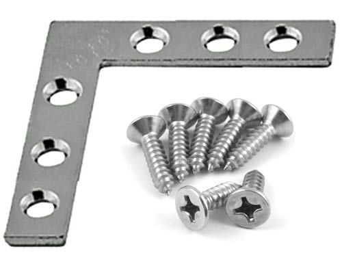 Framing Hardware 4" Corner Brace Zinc Plated Steel (8 Pack) with Screws - Heavy-Duty 1.85mm Thick A2 Steel, 3-Hole Design - Ideal for Picture Frames, Reinforce Frame Corners, Shelving, cabinets, More