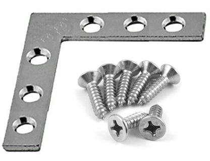Framing Hardware 4" Corner Brace Zinc Plated Steel (8 Pack) with Screws - Heavy-Duty 1.85mm Thick A2 Steel, 3-Hole Design - Ideal for Picture Frames, Reinforce Frame Corners, Shelving, cabinets, More