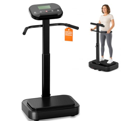 Vibration Plate with Handles for Lymphatic Drainage,Low-Impact Workouts - color: Black