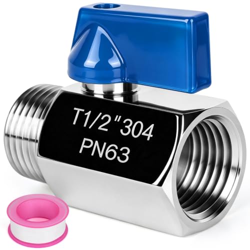 Mini Ball Valve 1/2" NPT Shut Off Valve 304 Stainless Steel Mini Ball Valves F*MNPT Mini Shut Off Valves for Water Gas Fuel Drip Irrigation Aquariums - size: 0.5 Inch