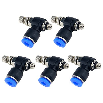 Quick Connect Air Hose Fittings 5Pcs 4mm to M5 Male Thread Air Flow Control Valve with Push to Connect Fitting, Pneumatic Speed Control Valve - size: 4mmxM5