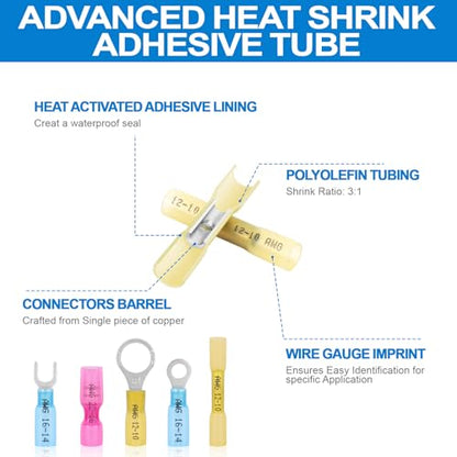 270PCS Heat Shrink Wire Connectors Kit, 22-10AWG