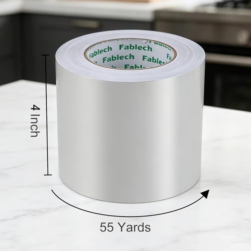 Aluminum Foil Tape,3.2mil Thick, 4 Inch Wide x 55 Yards (165ft), Heavy Duty Waterproof & High Temperature Resistant, for HVAC Duct Sealing, Metal Repair & Insulation - size: 4"×55Y