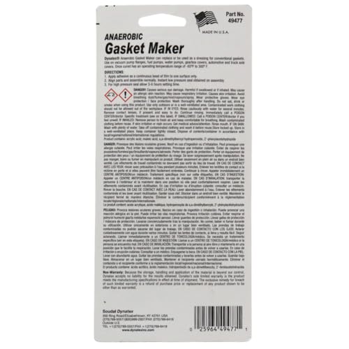 Dynatex Red Anaerobic Gasket Maker 1.69 oz Tube (1 Pack)