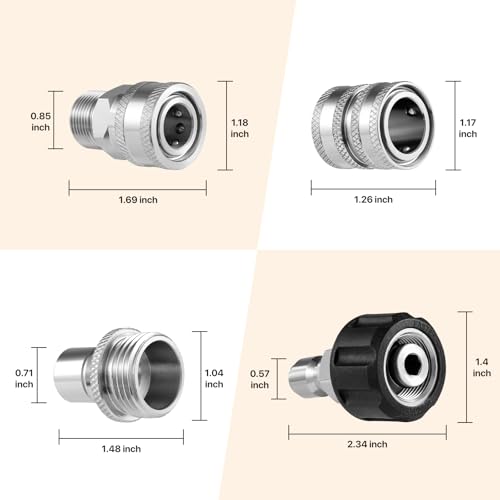 Twinkle Star Pressure Washer Adapter Set, Stainless Steel, 8 Sets - color: Stainless Steel, size: 8 Sets