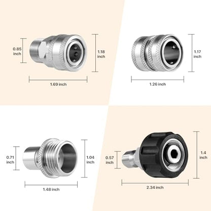 Twinkle Star Pressure Washer Adapter Set, Stainless Steel, 8 Sets - color: Stainless Steel, size: 8 Sets