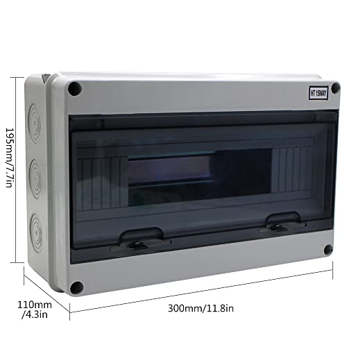 IP65 ABS Waterproof Circuit Breaker Distribution Box Din Rail, 15 Way - size: 15WAY-310mmx 200mmx110mm