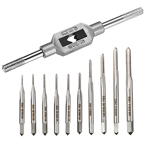 10pcs Micro Taps Bit Small Hand Screw Thread Taps M1-M3.5 with Tap Wrench