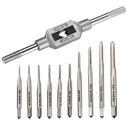 10pcs Micro Taps Bit Small Hand Screw Thread Taps M1-M3.5 with Tap Wrench