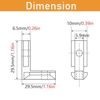 12 Sets 1010 Series Aluminum Extrusion L-Shape Inside Corner Connectors,12pcs 1010 Extruded Aluminum Profile L Bracket with Screws and Wrench, for 1010 Extrusion Profile Accessories - style: 12 Sets Silver 25S Internal Bracket