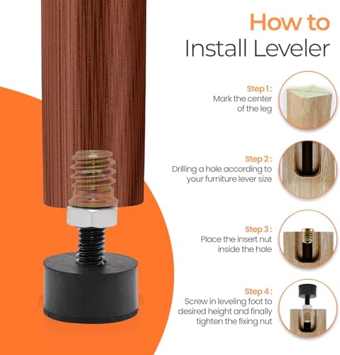 5/16 Rubber Adjustable Furniture Leveler，16 Pack Leveling Feet Screws in Threaded, Feet Levelers Screw On Furniture Glide Leveling for Table, Chair, Furniture Legs - size: 5/16 Thread, 16 Pack