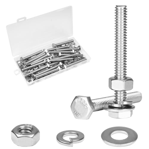20 Sets 1/4-20 x 2 Hex Head Screw Bolt,Nuts,Flat & Lock Washers - size: 1/4"-20 x 2"