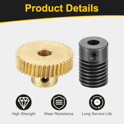 uxcell Worm Gear Set Right Rotation 40T 0.5 Module 1:40 Reduction Rate - size: Gear-5mm, Rod-5mm Bore, style: 0.5M-40T