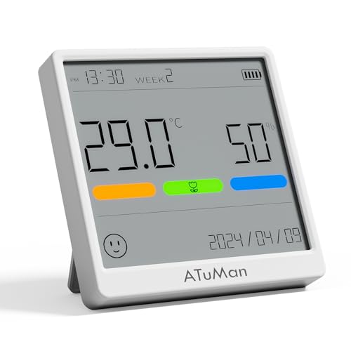 ATuMan THse Digital Thermo-Hygrometer with High-Precision Sensor, 4.3'' Large LCD Display & Long Battery Life - Indoor Temperature Humidity Monitor for Home, Office, Greenhouse - style: THse