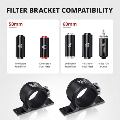 EVIL ENERGY 50MM Fuel Filter Mounting Bracket, Fuel Pump Clamp Holder 2PCS - size: 50mm