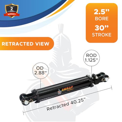 2.5x30 Hydraulic Cylinder - 2.5 Bore 30 Stroke Double Acting Tie Rod Hydraulic Cylinder 2500 PSI - size: 2.5x30