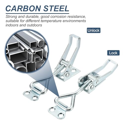 HARFINGTON 2pcs Adjustable Toggle Clamp M5 x 27mm 220lbs Holding Capacity 4001 Style Quick Release Pull Latches Clamps Hasp for Smoker Lid Jig Tool Box Case, Silver - color: Silver, size: M5 x 27mm + 220lbs