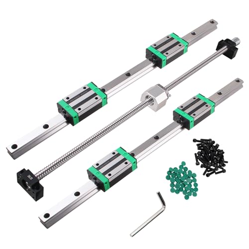 ANWOK 2Pcs Linear Guide Rail HGR20-600mm + 1PCS SFU/RM1605-600mm Anti-Backlash Ballscrew with BF12/BK12 Kit, DSG16H Nut Housing, Coupling, Slide Blocks Linear Rail Ball Screw Set for CNC DIY - size: HGR20-600mm+SFU1605-600mm, style: HGR20+SFU1605