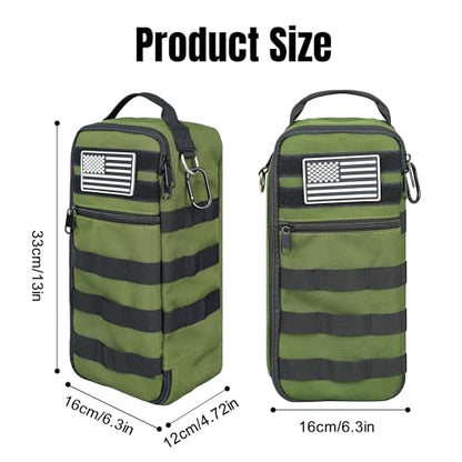 13 Inch Portable Small Tool Bag, Heavy Duty Tool Organizer Bag with Shoulder Strap and D-ring Clip, Tactical Tool Bag, Tool Pouch Bag for Electricians, Carpenters, HVAC Technicians (Army Green) - color: Army Green