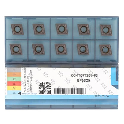 CNC Carbide Inserts CCMT32.51 Ccmt09t304 for Lathe Turning Tool, Tin Coated Lathe Replacement Cutters with Semi-Finishing Chipbreaker, 10 Pcs - size: CCMT32.51-PM